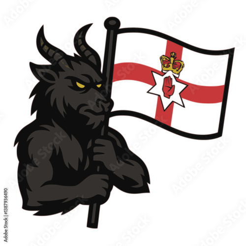 Northern Irish Púca Holding Ulster Flag