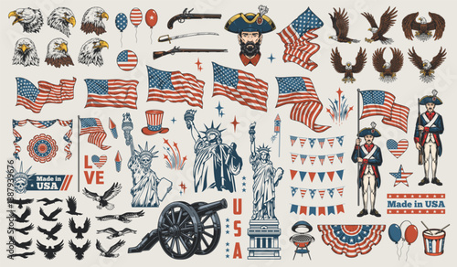 Patriotic symbols and icons for celebration events