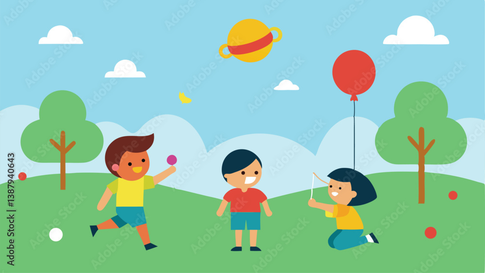 children playing with balloons children playing with balloons