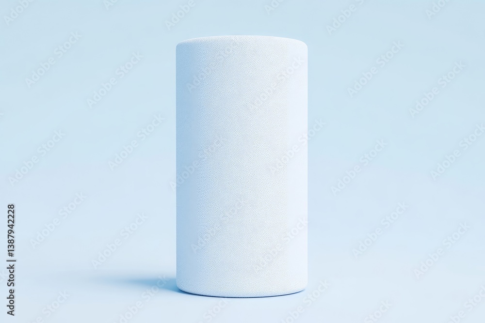 Blank cylindrical object on a light blue backdrop Blank cylindrical object on a light blue backdrop