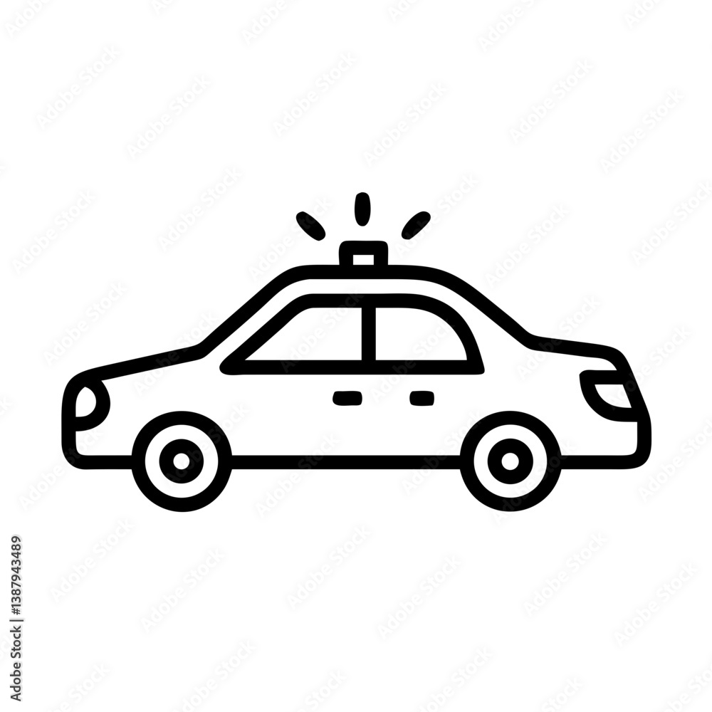 Fototapeta premium Police Car Icon for Law Enforcement and Security Themes