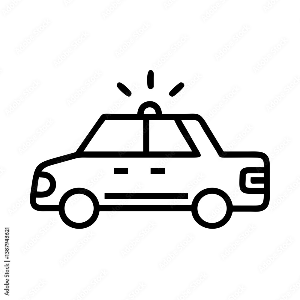 Police Car Icon for Law Enforcement and Security Themes Police Car Icon for Law Enforcement and Security Themes