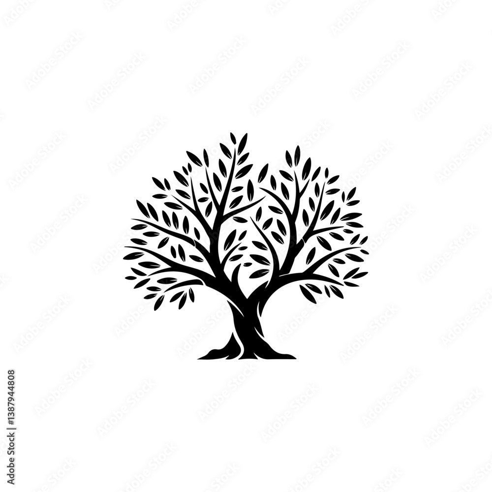 Naklejka premium Olive tree silhouette icon. Design element for logo, label, sign. Vector illustration