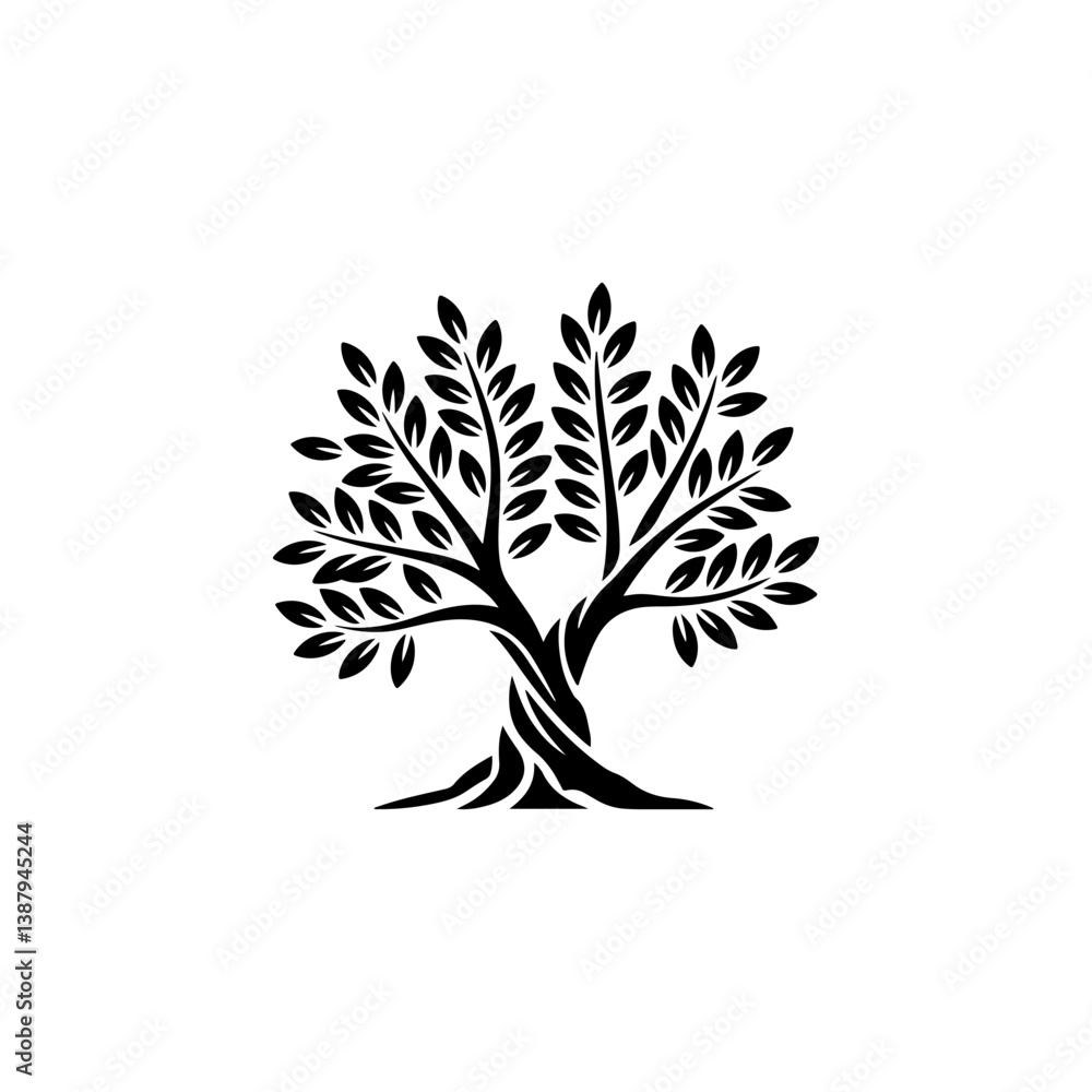 Fototapeta premium Olive tree silhouette icon. Design element for logo, label, sign. Vector illustration