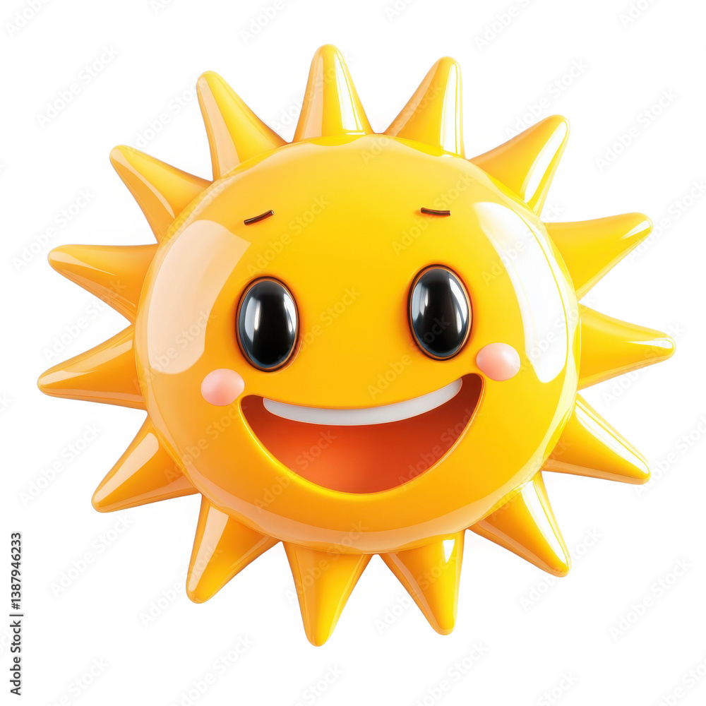 Happy smiling sun cartoon character with a cute sunny face and bright yellow rays Happy smiling sun cartoon character with a cute sunny face and bright yellow rays