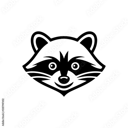 Illustration of racoon head. Design element for logo, label, sign. Vector illustration