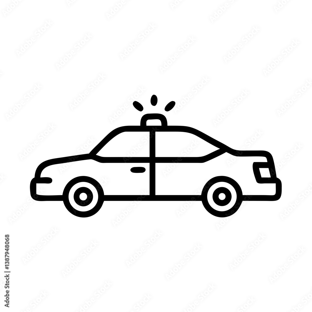 Obraz premium Police Car Icon for Law Enforcement and Security Themes