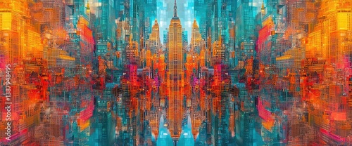 Obraz  z motywem Abstract Cityscape