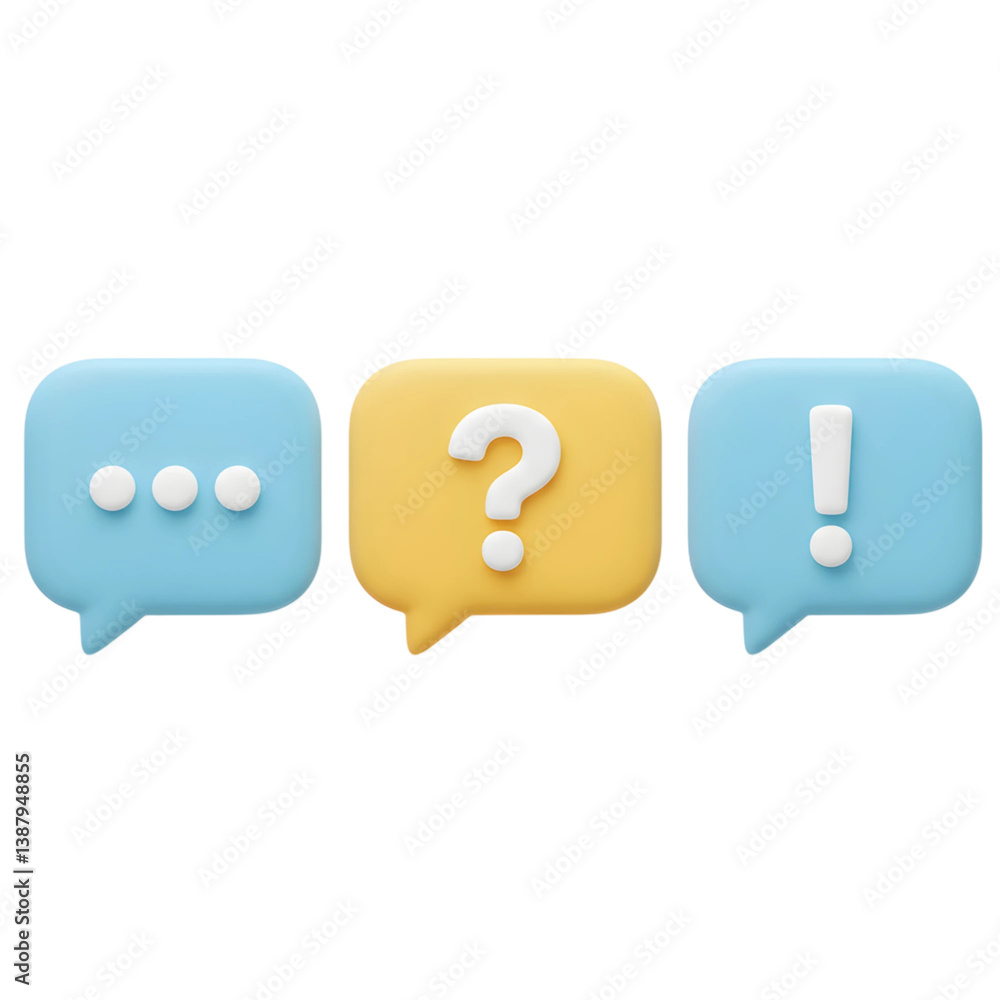 Cartoon question mark and exclamation point, chat mark, 3d rendering, PNG Cartoon question mark and exclamation point, chat mark, 3d rendering, PNG
