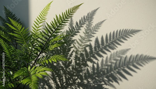 Wallpaper Mural Captivating shadows of fern leaves against bright wall nature scene plant photography indoor setting close-up view contrast and texture Torontodigital.ca