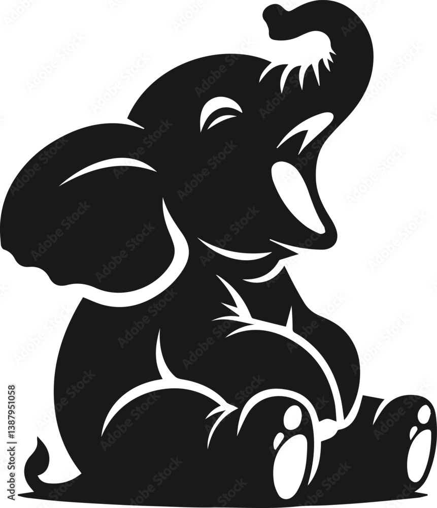 Obraz premium Baby elephant silhouette vector