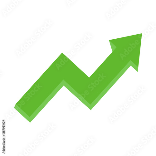 Green arrow business graph on white background.