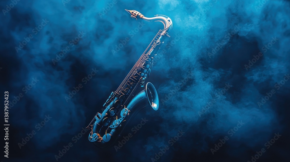 Naklejka premium Saxophone in smoky blue