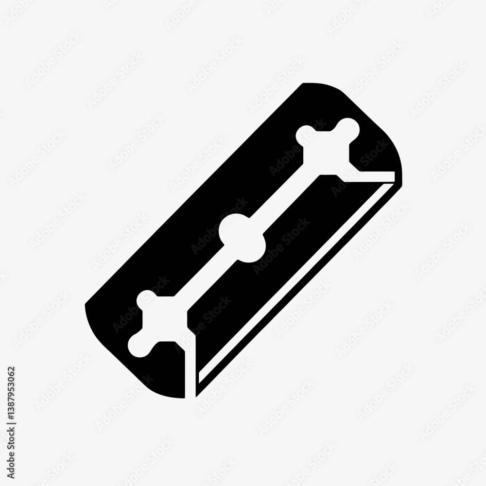 very simple flat and single minimalist Box Cutter Blade Silhouette in black on a white background very simple flat and single minimalist Box Cutter Blade Silhouette in black on a white background