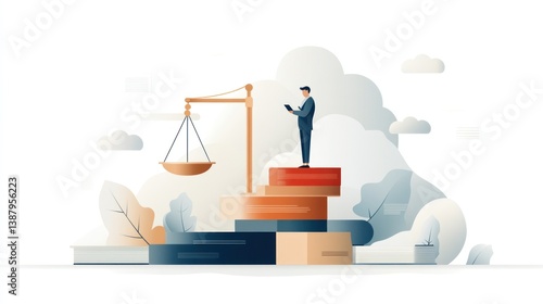 Wallpaper Mural Man on podium with scales Torontodigital.ca