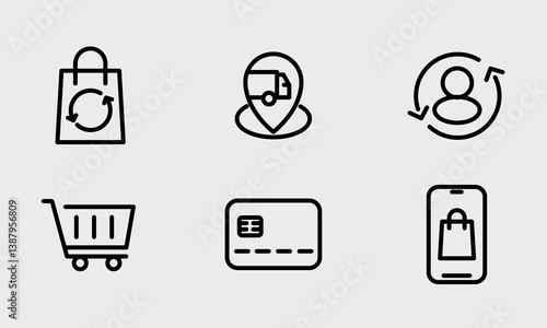 Ecommerce, online shop and marketing icon set - clean and modern ecommerce and online marketing icon.