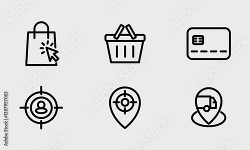 Ecommerce, online shop and marketing icon set - clean and modern ecommerce and online marketing icon.