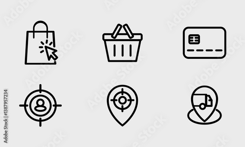 Ecommerce, online shop and marketing icon set - clean and modern ecommerce and online marketing icon.