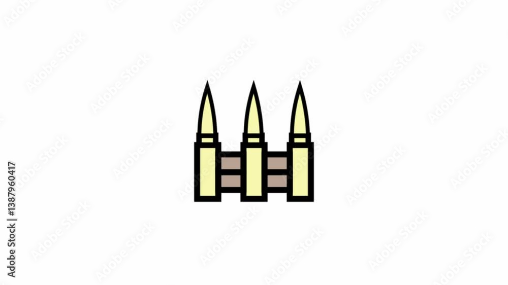 7,62mm bullet on a belt symbol - Military icon. 7,62mm bullet on a belt symbol - Military icon.