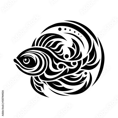 illustration vector graphic of tribal art tattoo fish koi