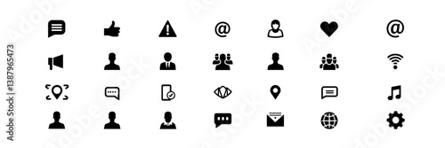 Silhouette Icon Set for Data Analysis, Web Development, Finance, Customer Satisfaction, Document and so on	
