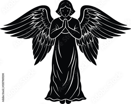 Silhouette of angel with wings