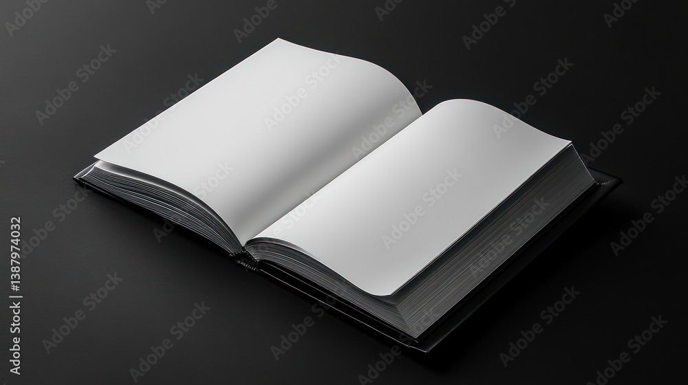 Open book, blank pages, dark background Open book, blank pages, dark background