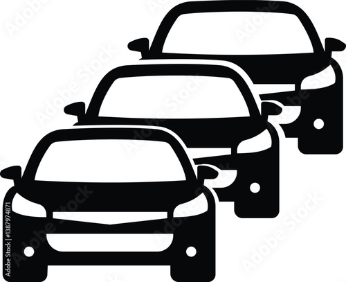 Traffic Jam icon. cars icon. black design in trendy style.   pictogram isolated on white
