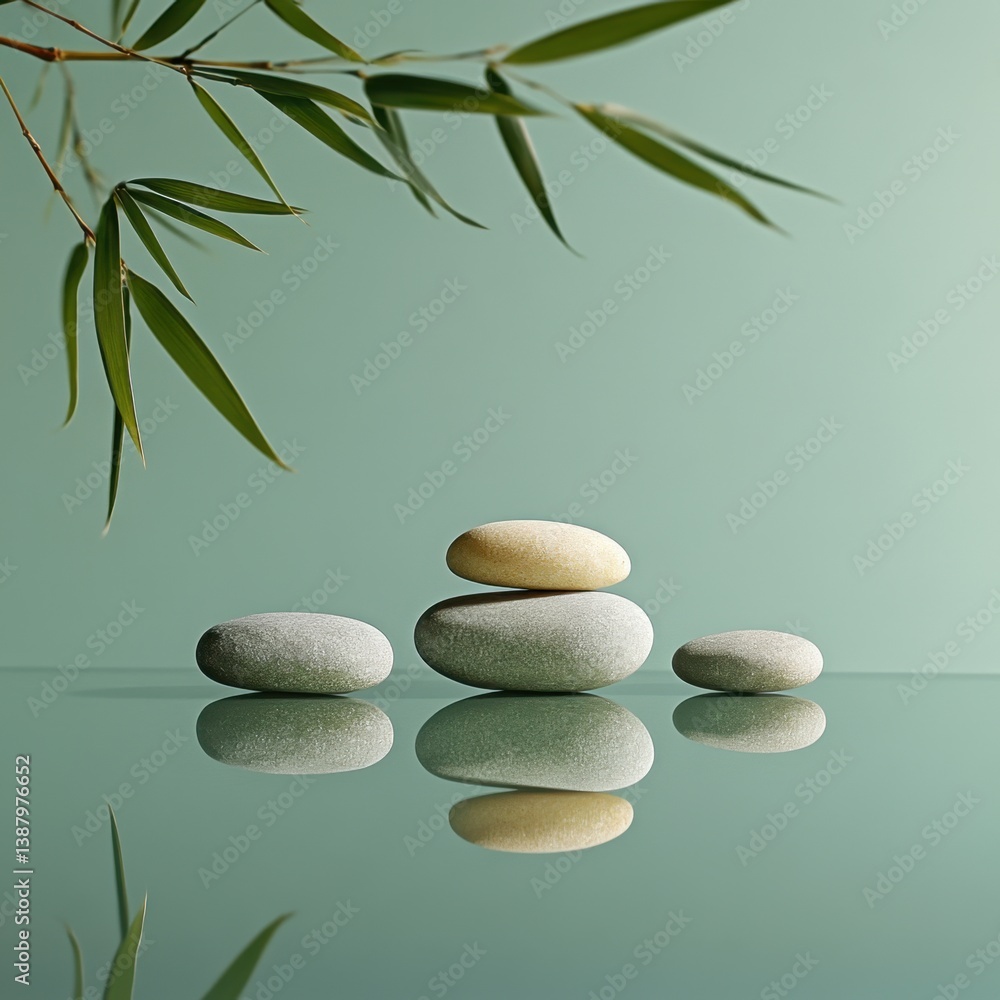 Piedras apiladas sobre fondo verde
