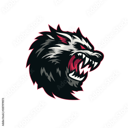 Vector logo of a fierce monstrous werewolf representing esports competition and gaming community spirit