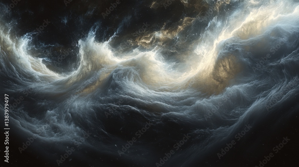 Nubes cósmicas brillantes en fondo oscuro
