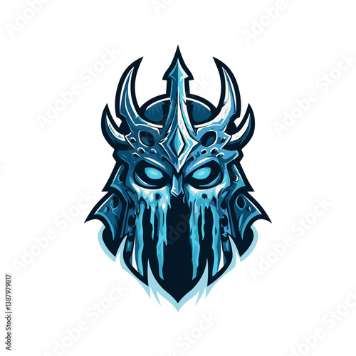 Esports vector logo featuring an ancient lich king with icy details and a formidable design for gaming enthusiasts