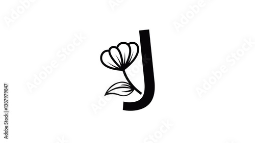 Animated letters and flowers on a white background