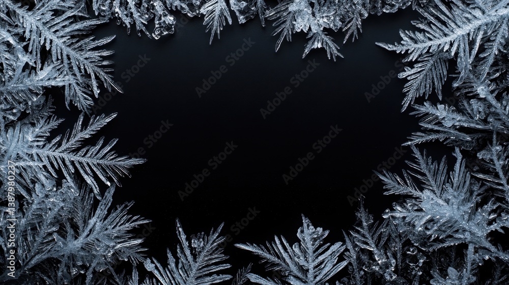 Marco de hielo en fondo negro