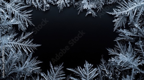 Marco de hielo en fondo negro