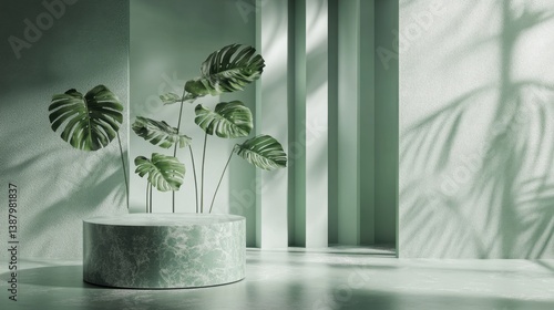 Obraz na płótnie Interior moderno con plantas verdes w salonie