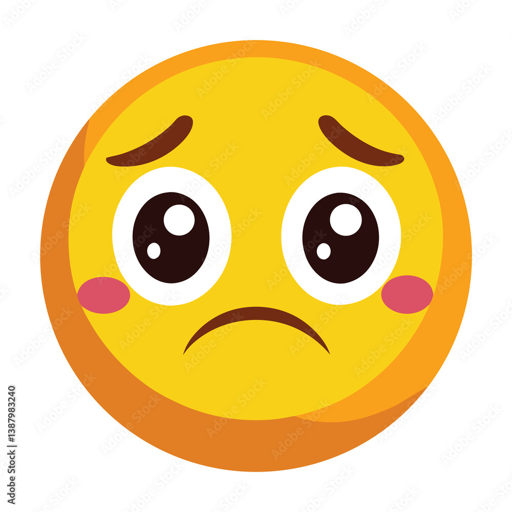 Fototapeta premium Yellow sad emoji vactor with white background