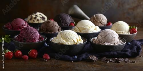 Obraz na płótnie Helados de diferentes sabores w salonie