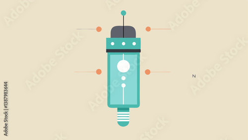 NanoInfusion Device A simple depiction of a skincare device designed to deliver nanoparticleinfused serum into the skin with labels pointing to key features.