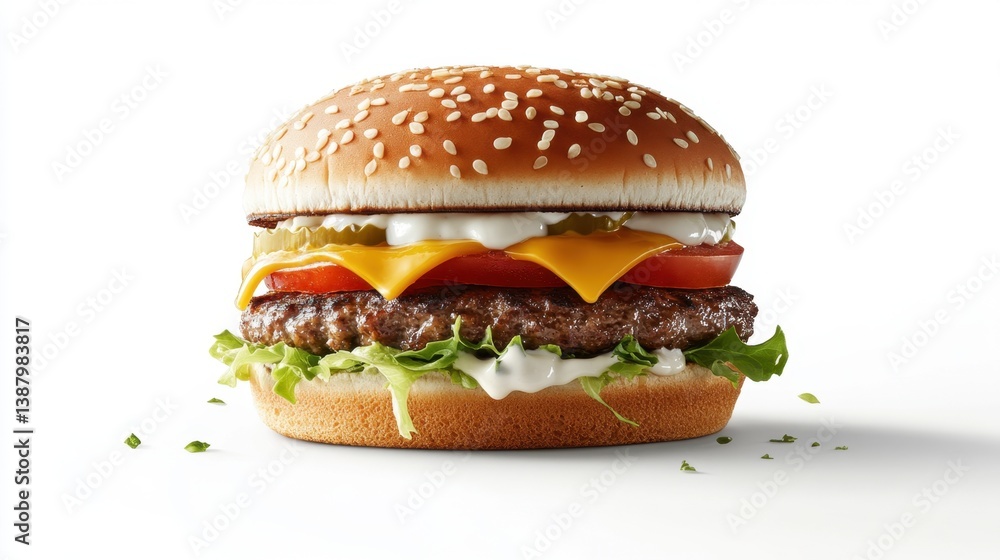 Hamburguesa con queso y vegetales