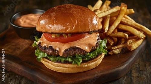 Hamburguesa con papas fritas