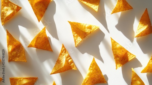 Obraz na płótnie Fotos de nachos dorados sobre fondo blanco w salonie