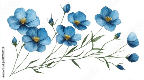 Flores azules naturales y decorativas