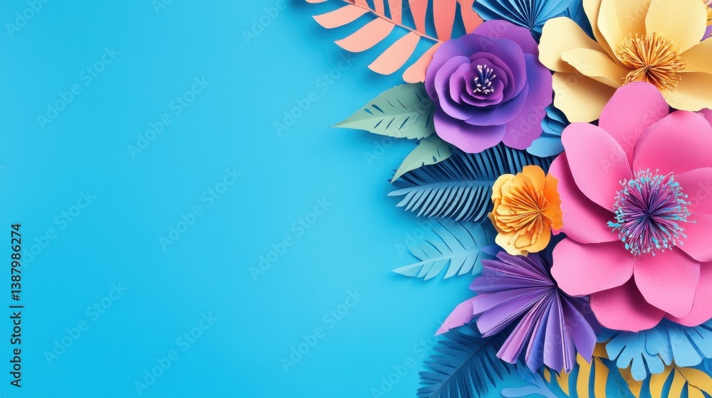 Diseño de flores en papel recortado