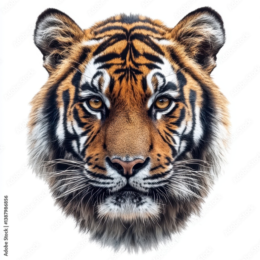 Obraz premium Close Up Tiger Head Portrait White Background