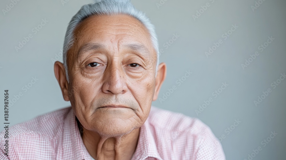 Elderly man with a serious expression. Close-up portrait of a mature individual, displaying a neutral and somewhat somber facial expression. The man's complexion reflects the effects of aging. Elderly man with a serious expression. Close-up portrait of a mature individual, displaying a neutral and somewhat somber facial expression. The man's complexion reflects the effects of aging.