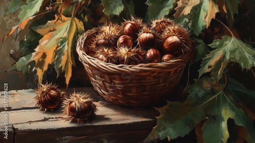 Obraz na płótnie Cesta de castañas decoración natural w salonie