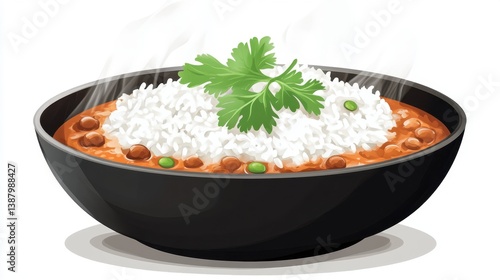 Obraz na płótnie Bol de arroz con frijoles y cilantro w salonie