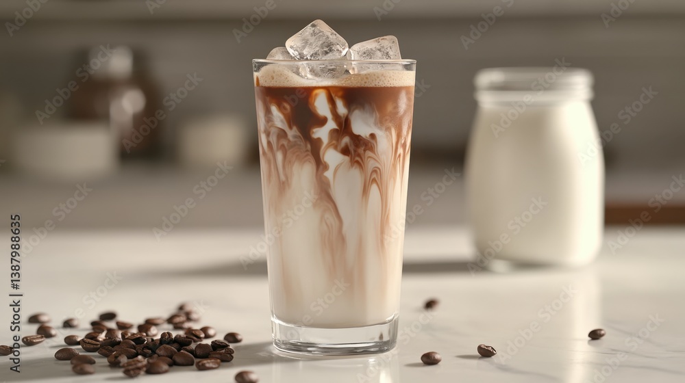 Bebida de café con hielo y leche