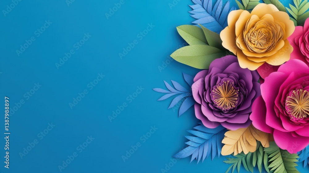 Arreglo de flores de papel colorido